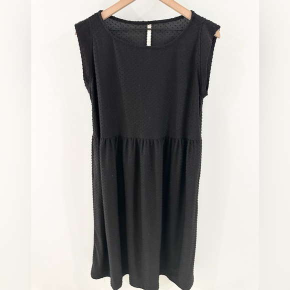 Uncle Frank Short Sleeve Swiss Dot Midi Dress Black Size Small - Picture 3 of 5